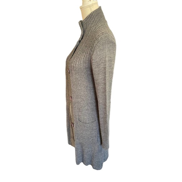 Whisper Womens Button-Up High Neck Sweater Duster Long Sleeve Size S Gray - Picture 4 of 10